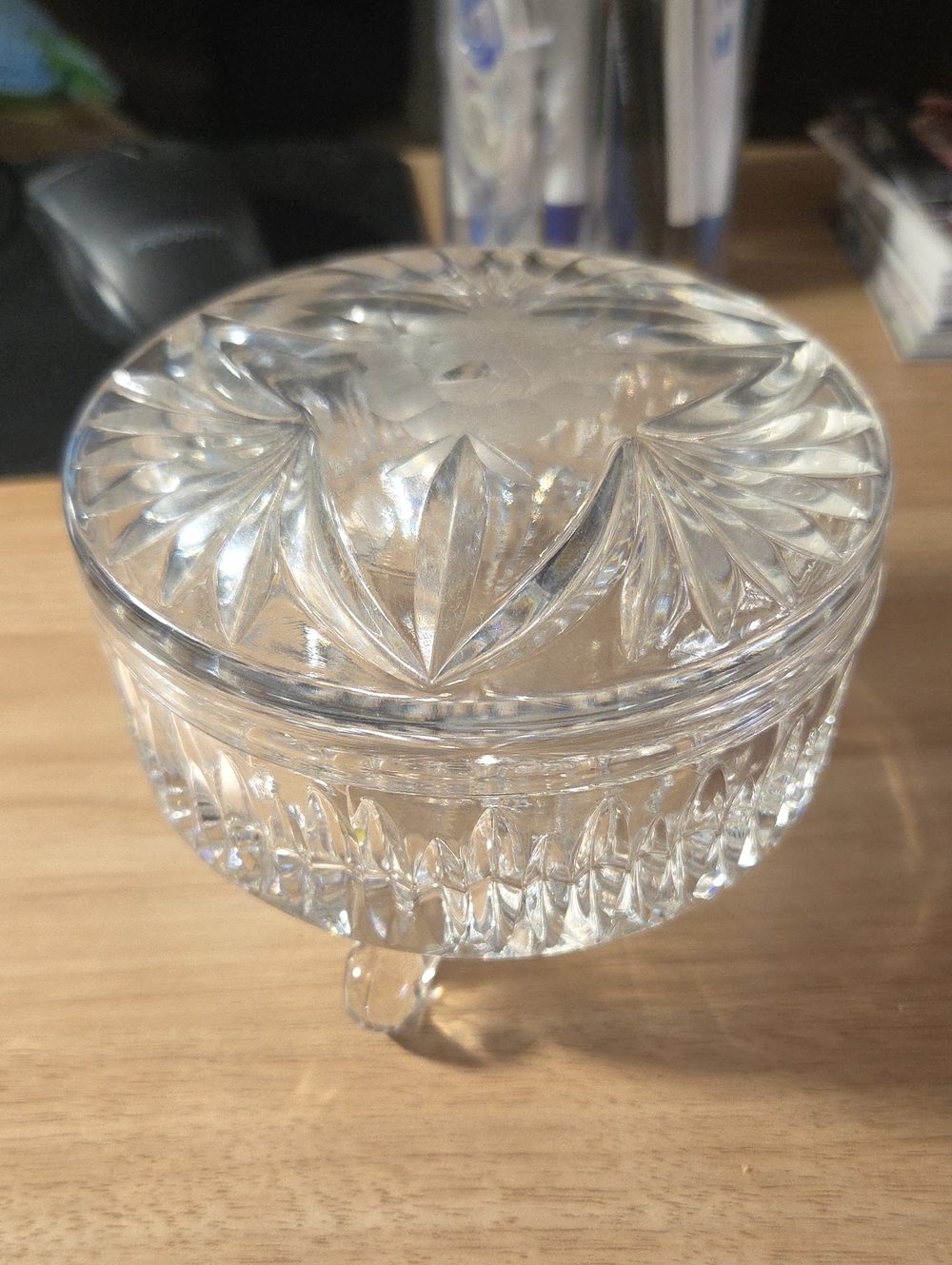 Vintage Waterford Cut Glass Covered Candy Dish - Clear Crystal Look